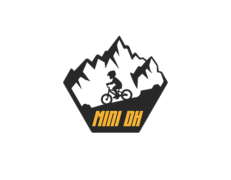 Logo of the cycling sports event, downhill category, at the European bicycle festival Sea Otter Europe in Girona: Mini DH